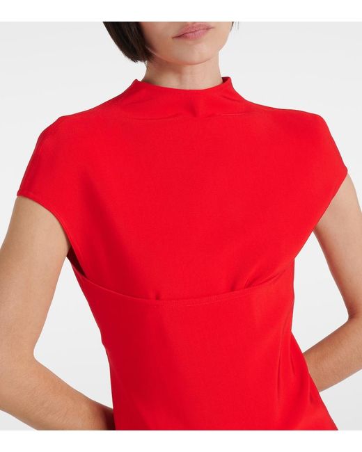 Alaïa Red High-neck Slim-fit Stretch-knit Maxi Dress