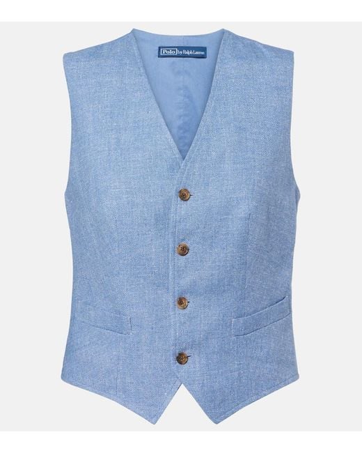 Polo Ralph Lauren Blue Weste Aus Twill
