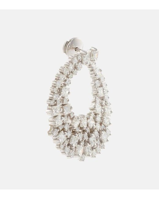 Pendiendes de aro de oro blanco de 18 ct con diamantes Suzanne Kalan de color White
