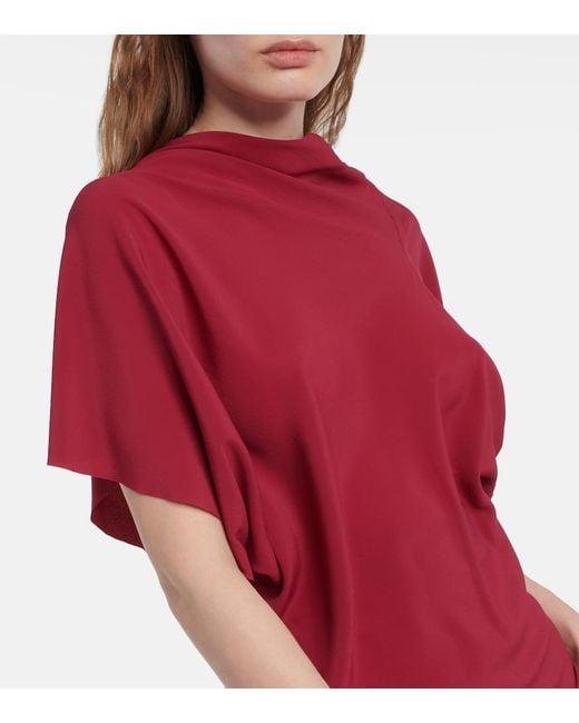 Rick Owens Red Asymmetrical Silk-blend Top