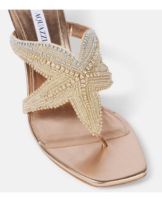 Aquazzura Metallic Reef Star 65 Leather Sandals