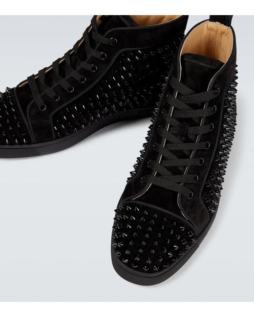 Christian Louboutin Black Louis Orlato Suede High-Top Sneakers for men
