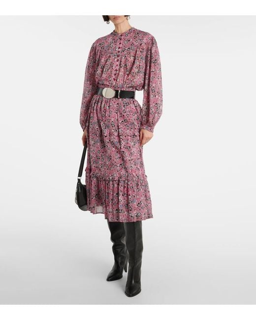 Isabel Marant Red Salika Printed Cotton Voile Blouse
