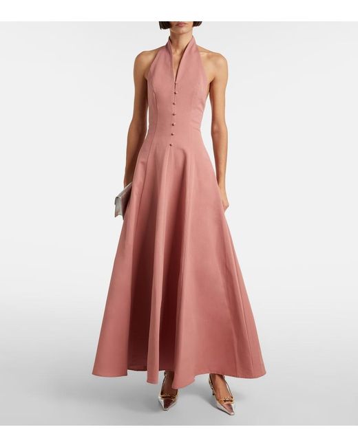 Staud Pink Stella Halterneck Cotton-Blend Gown