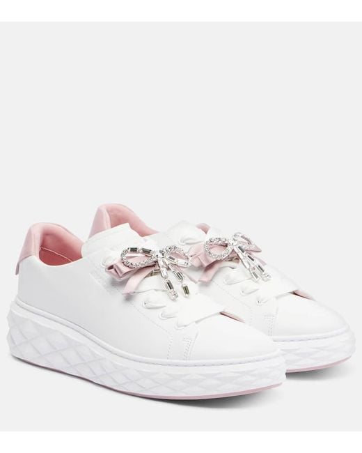 Jimmy Choo White Diamond Light Maxi Leather Sneakers