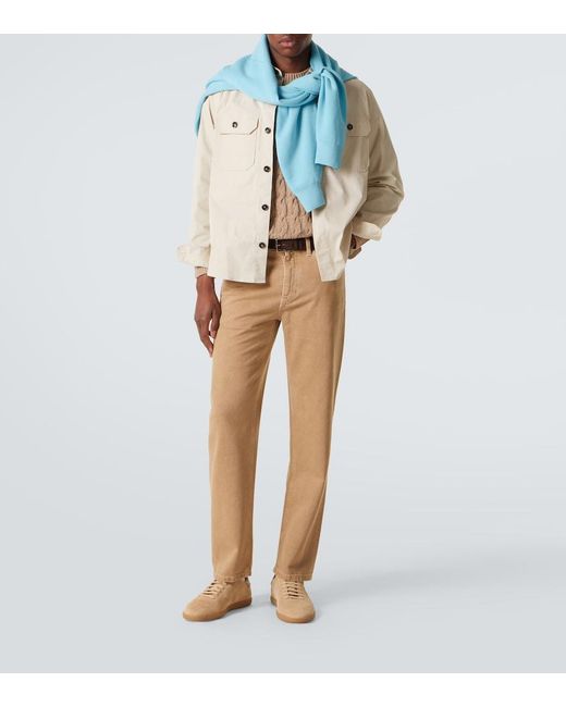 Zegna Natural Roccia Cotton Straight Pants for men