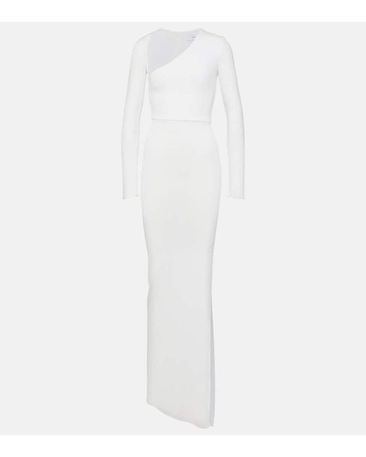 Alex Perry White Asymmetric Jersey Maxi Dress