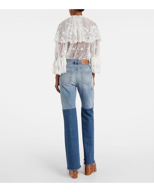 Jeans Flared Con Patchwork Chloé de color Blue