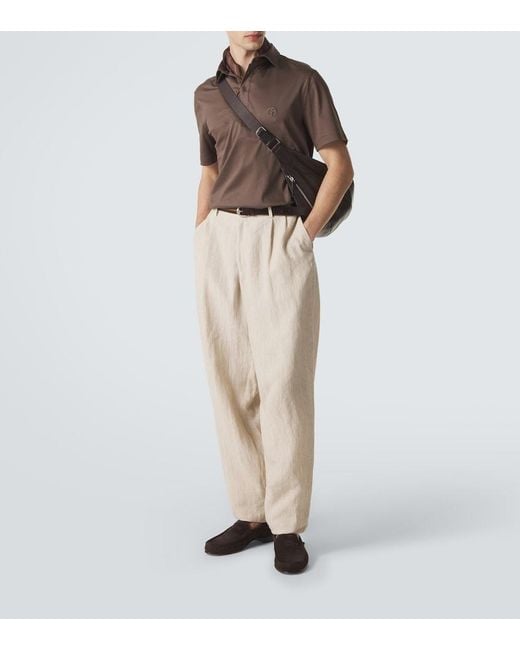 Giorgio Armani Brown Logo Cotton Polo Shirt for men