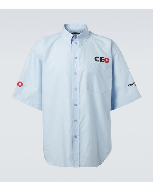 Balenciaga Blue Short-Sleeved Shirt for men