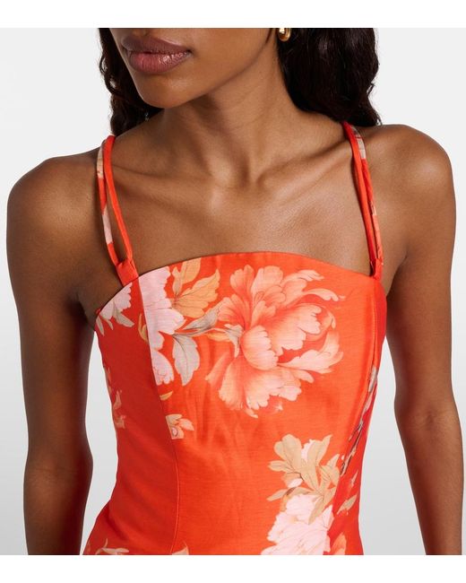 LEO LIN Orange Lorena Floral Ruffled Minidress