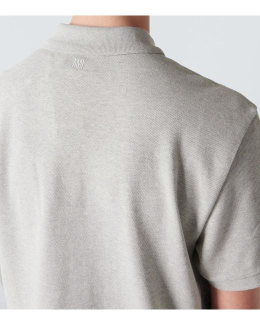 AMI White Ami De Cour Cotton Pique Polo Shirt for men