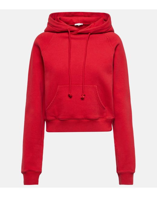 The Row Red Timmi Cropped Cotton-blend Jersey Hoodie