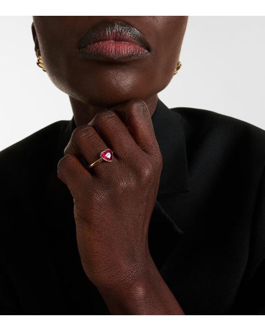 Bague Heart En Or 18 Ct Et Rubis Anita Ko en coloris White