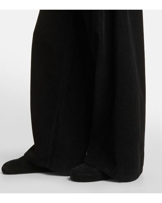The Row Black Chan Cotton Corduroy Wide-Leg Pants