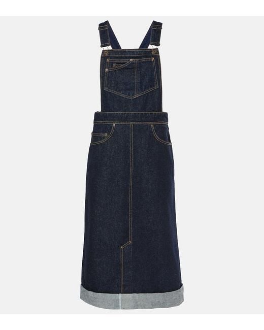 Victoria Beckham Blue Convertible Denim Midi Skirt