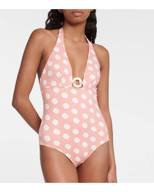 Eres Pink Sommeil Lune Printed Swimsuit