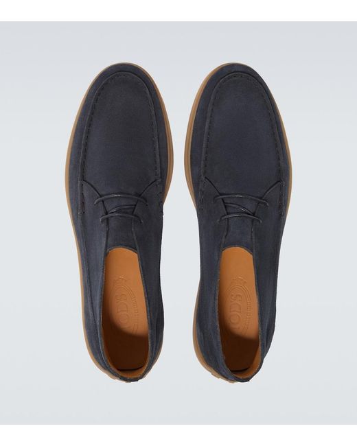 Tod's Blue Suede Desert Boots for men
