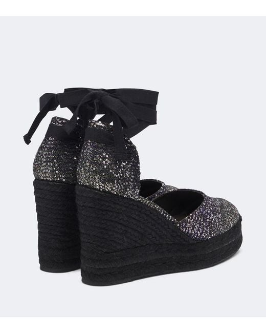 Missoni Black Eva Sequined Espadrille Wedges