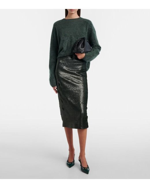 Emilia Wickstead Black Bethan Sequined Pencil Skirt