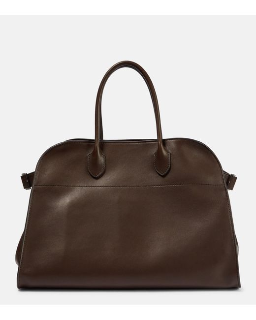 The Row Soft Margaux 15 Dark Brown Leather Bag | Lyst