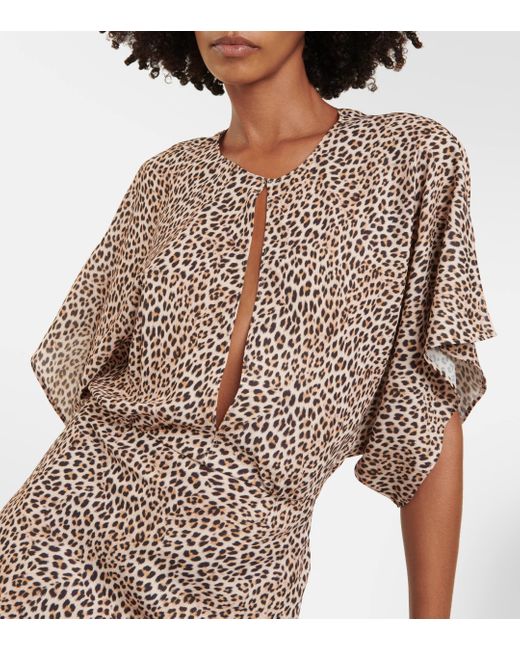 Norma Kamali Natural Obie Leopard-print Georgette Gown