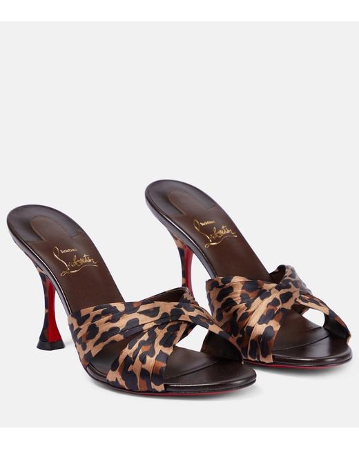 Christian Louboutin Brown Nicol Is Back 85 Leopard-Print Satin Mules