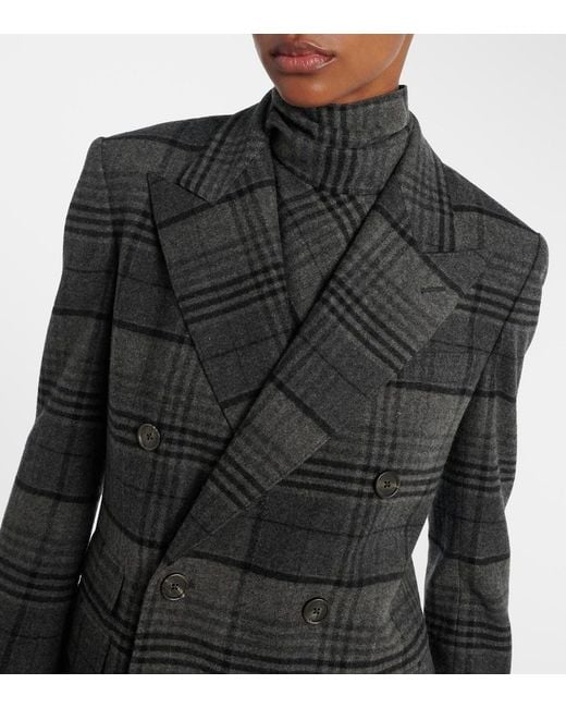 Ralph Lauren Black Kent Checked Double-Breasted Wool Jacket