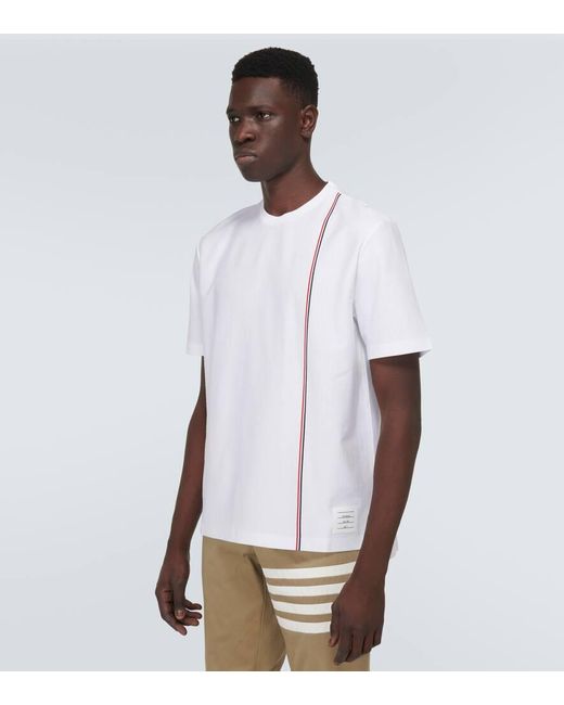 Thom Browne White Rwb Stripe Cotton Jersey T-shirt for men
