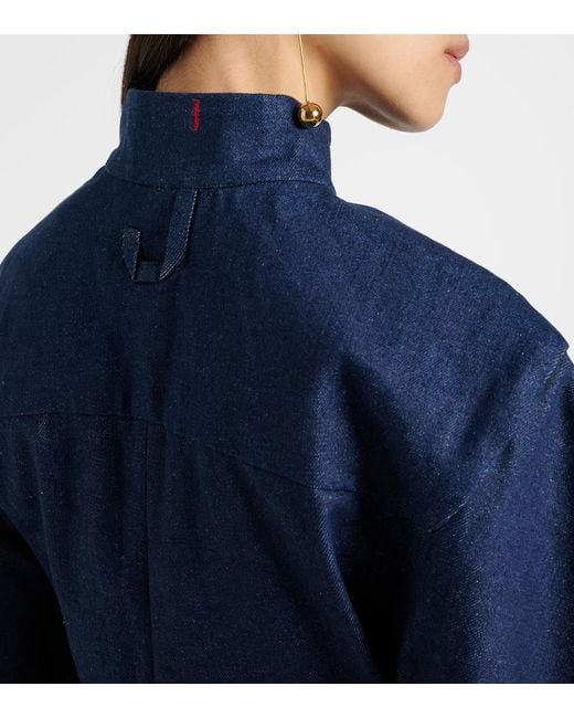 Jacquemus Blue Cropped Indigo Denim Moto Jacket
