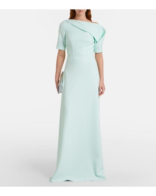 Safiyaa White Stephanie Draped Crepe Gown