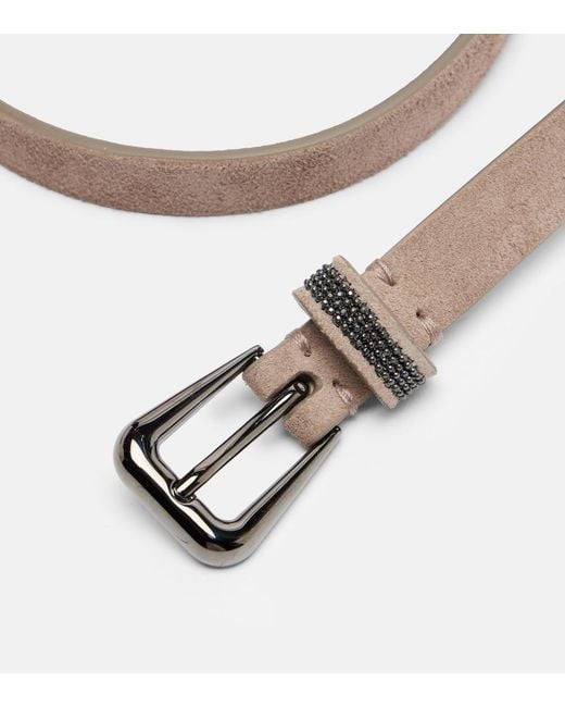 Brunello Cucinelli Natural Monili Suede Belt