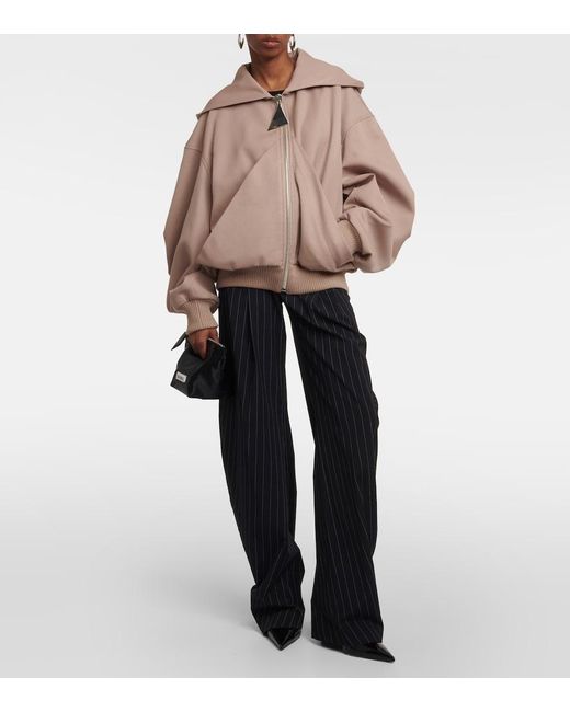 The Attico Brown Bomber Wool Gabardine Jacket