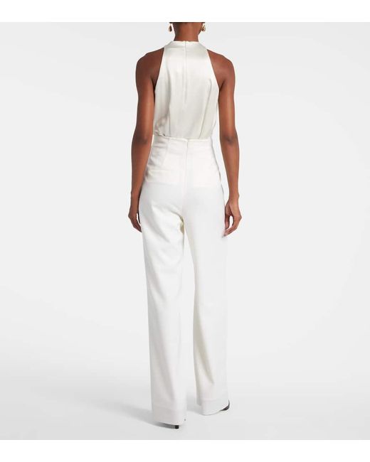 Max Mara White Weite High-Rise-Hose Balta Aus Schurwolle
