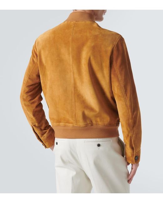 Veste Bomber En Daim Loro Piana pour homme en coloris Orange