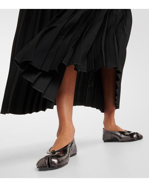 MM6 by Maison Margiela Black Pleated Cotton Midi Dress