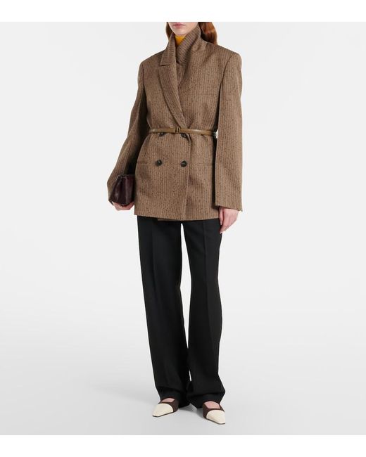 Tod's Brown Leather-Trimmed Canvas Slingback Pumps