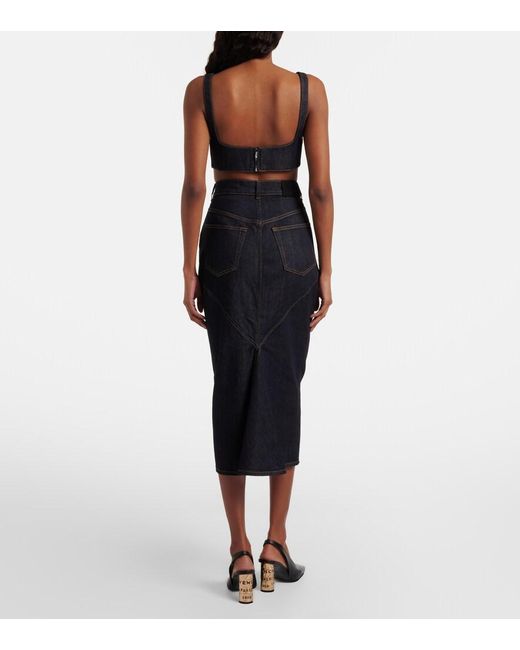 Givenchy Black Denim Midi Skirt