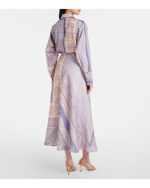 Zimmermann Purple Printed Lucky Bias Maxi Skirt