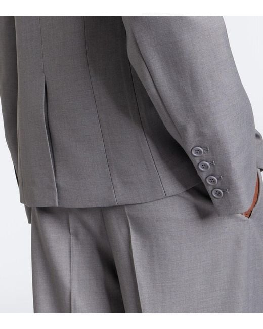 Frankie Shop Gray Doyer Pleated Wide-Leg Pants