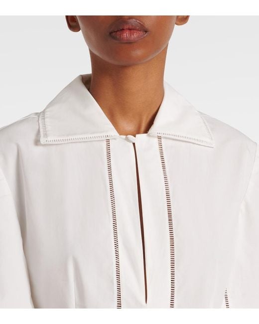 Rohe White Embroidered Cotton Poplin Midi Dress