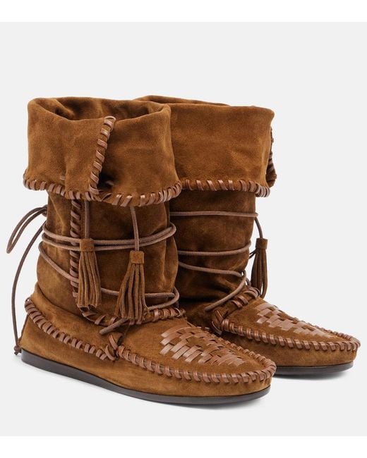 Isabel Marant Brown Ankle Boots Winki Aus Veloursleder