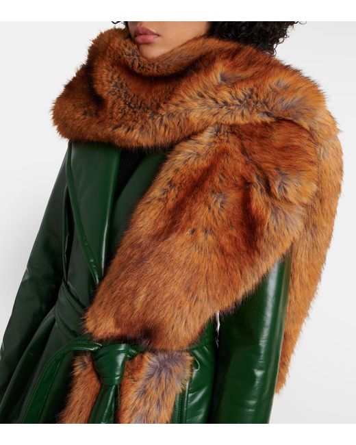 Cappotto in pelle con shearling sintetico di Burberry in Green
