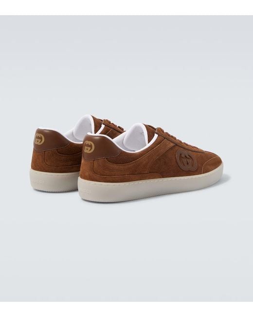 Gucci Brown G75 Sneaker, Suede for men