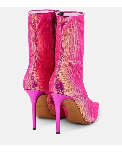 Alexandre Vauthier Pink Sebert Sequined Ankle Boots