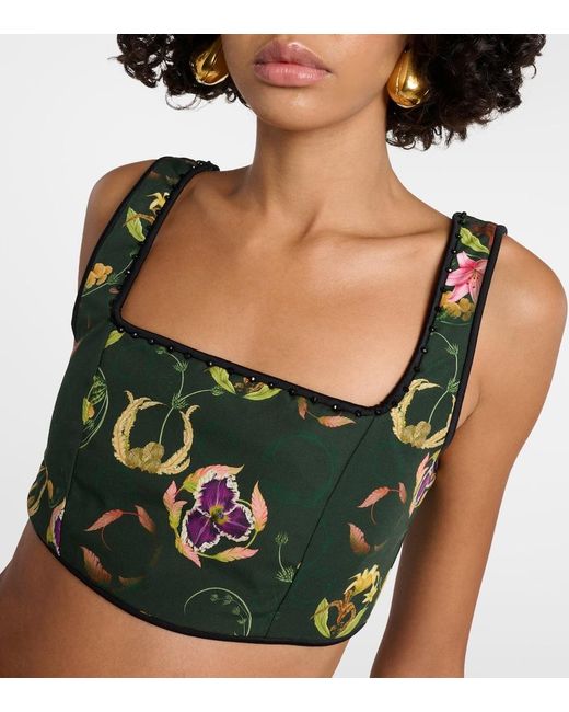 Agua Bendita Gray Amanda Marina Embroidered Crop Top