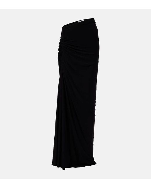 Alaïa Black Gathered Jersey Maxi Skirt