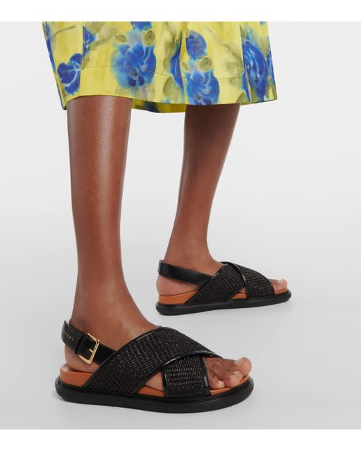 Marni Brown Fussbet Raffia-effect Sandals