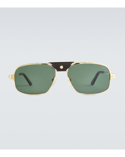 Cartier Sonnenbrille aus Metall und Leder in Green für Herren