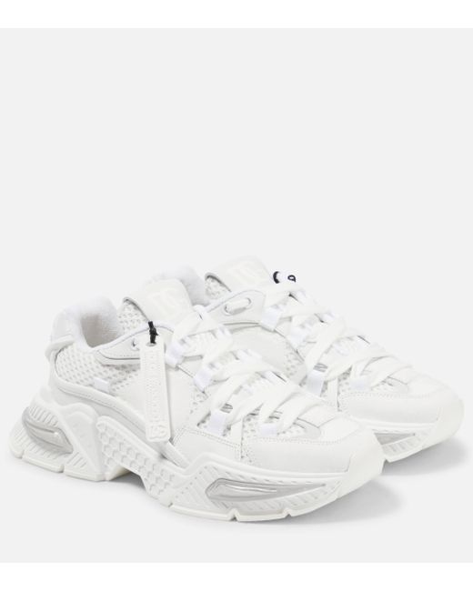 Dolce & Gabbana White Airmaster Suede-trimmed Sneakers